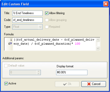 End Timeliness Per Project