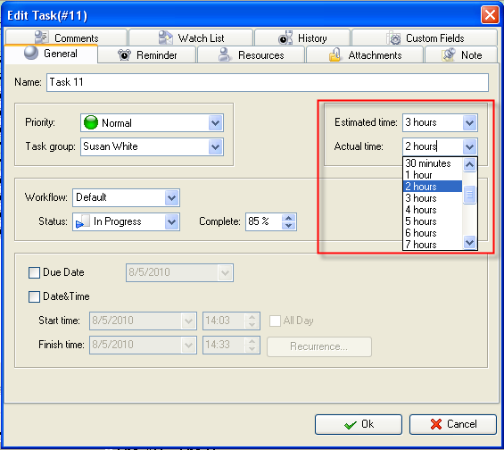 How to calculate the percentage of actual task performance